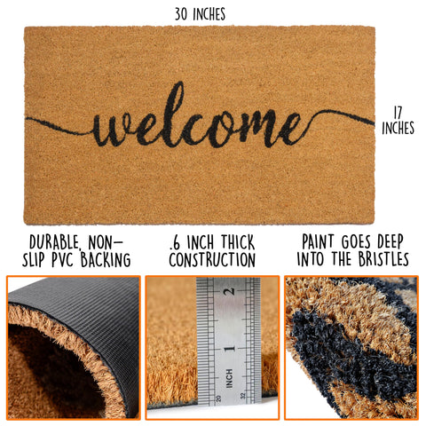 MAINEVENT Outdoor Coir Doormat with durable fibers welcomes guests year-round.