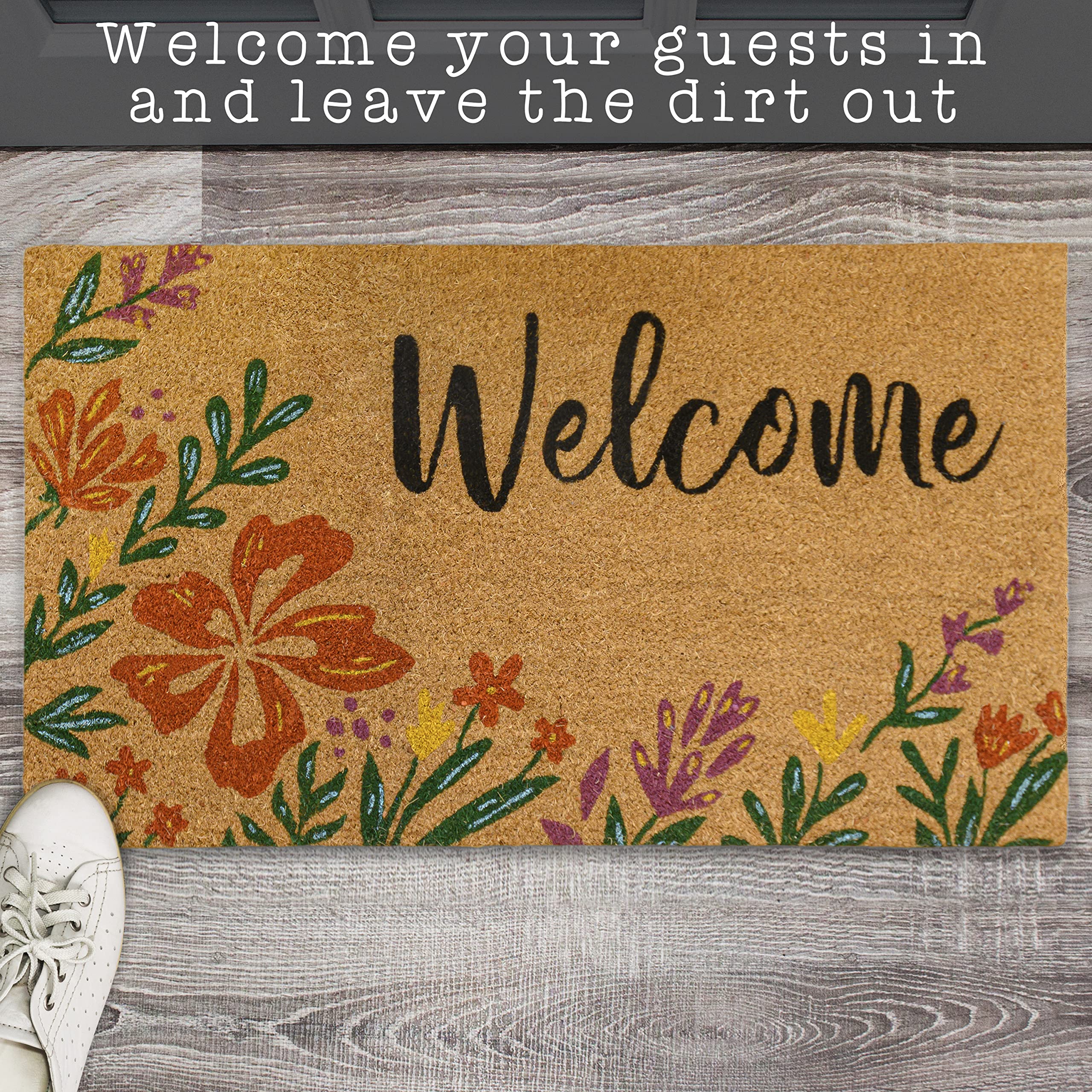 MAINEVENT outdoor welcome mat resists moisture and keeps color.