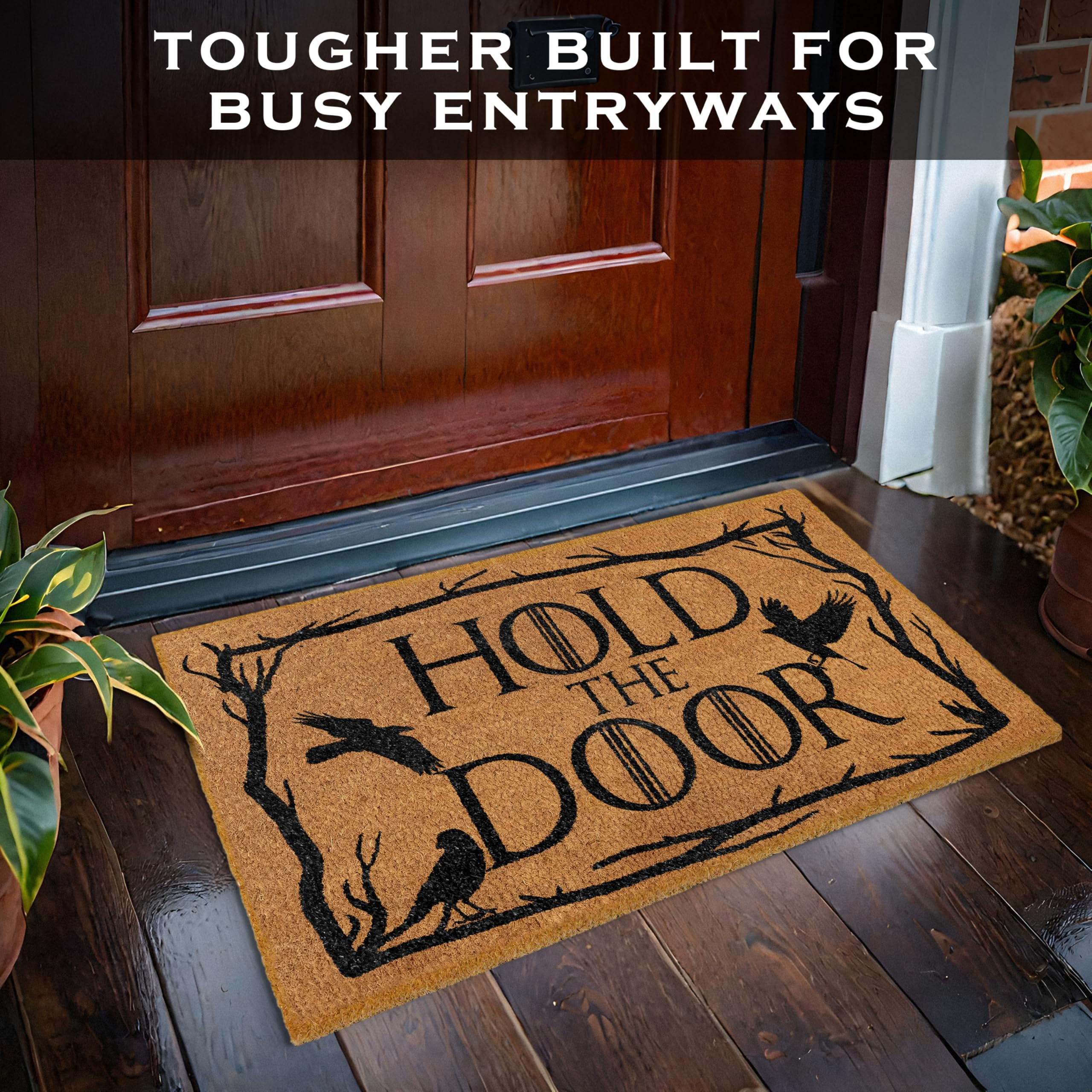 MAINEVENT Outdoor welcome mat on a covered porch with non-slip backing