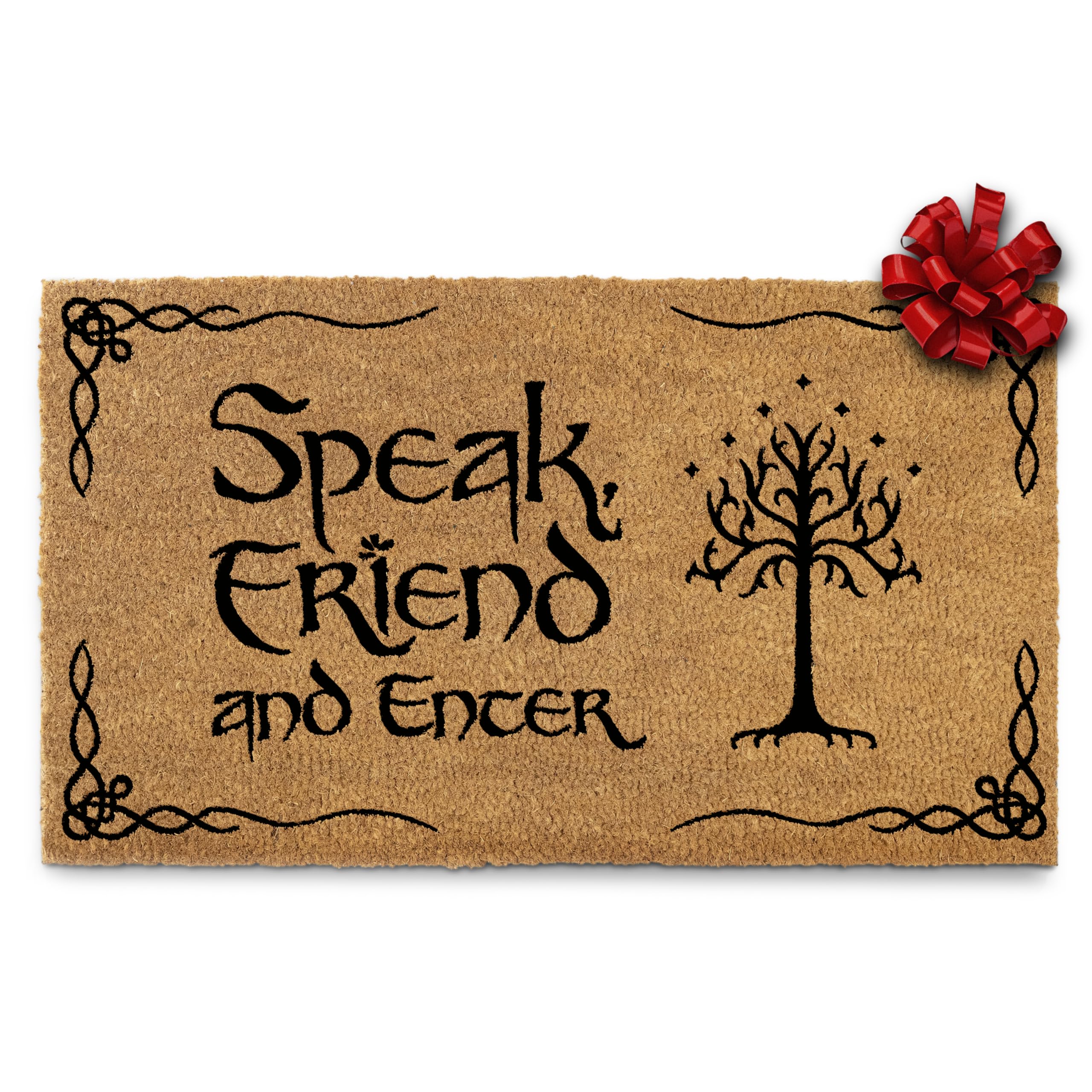 Expressive Speak Friend and Enter quote adds playful curb appeal