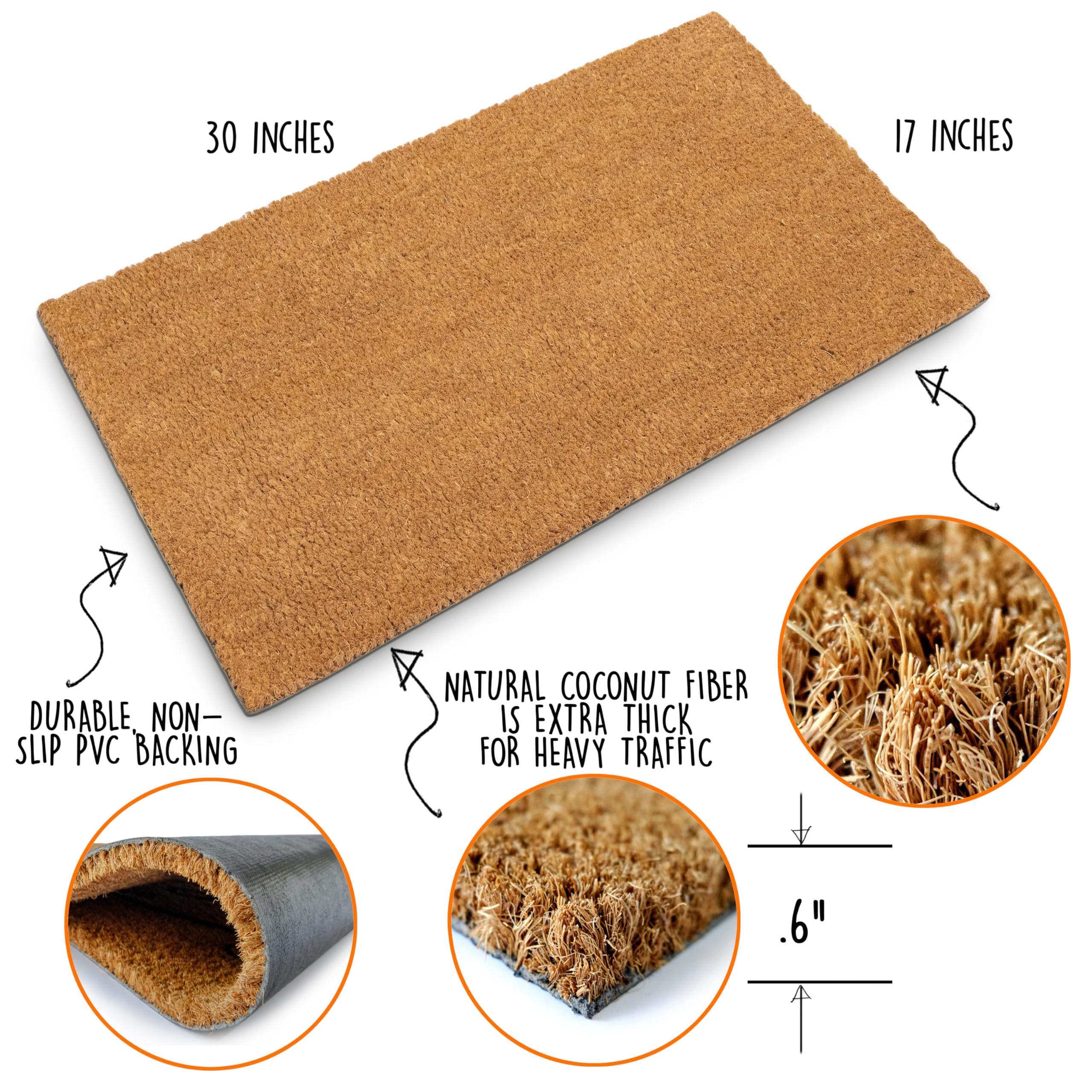 MAINEVENT plain coir doormat bulk pack 10, great for makers and resellers.