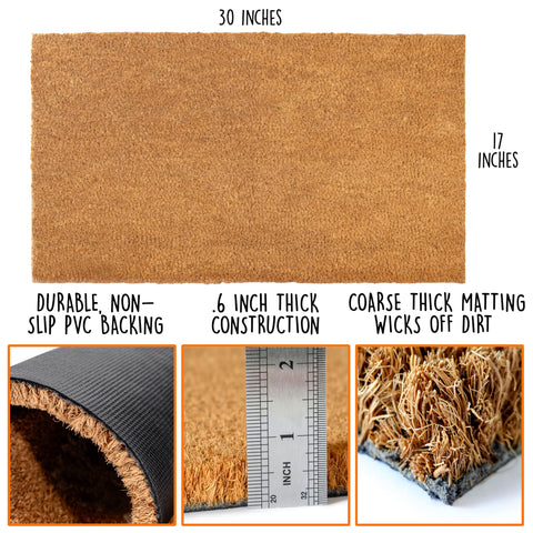 MAINEVENT Plain Coir Doormat non-slip backing demonstrates stable placement in high-traffic doorways