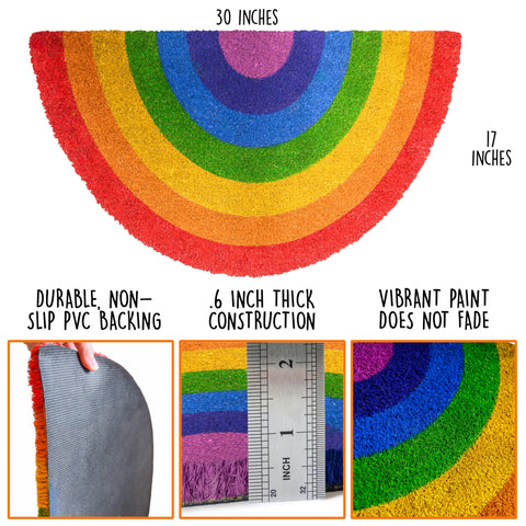 MAINEVENT Rainbow Doormat close-up fiber detail; durable coco fibers resist wear