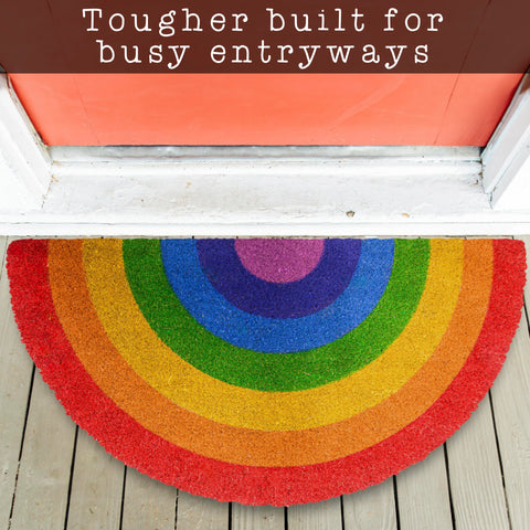 MAINEVENT Rainbow Doormat durable coco fiber; non-slip backing helps stay in place