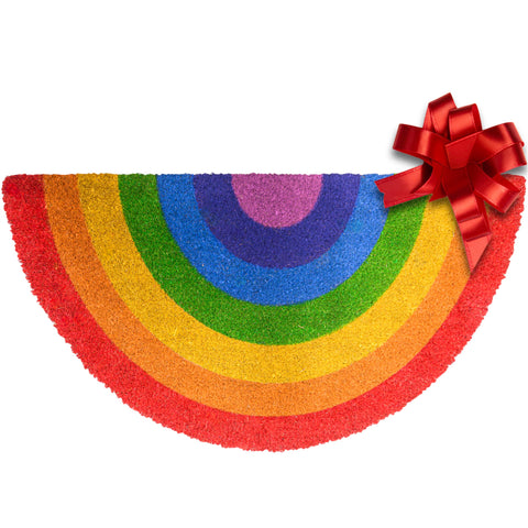 MAINEVENT Rainbow Doormat USA design; proudly crafted with safe materials for homes