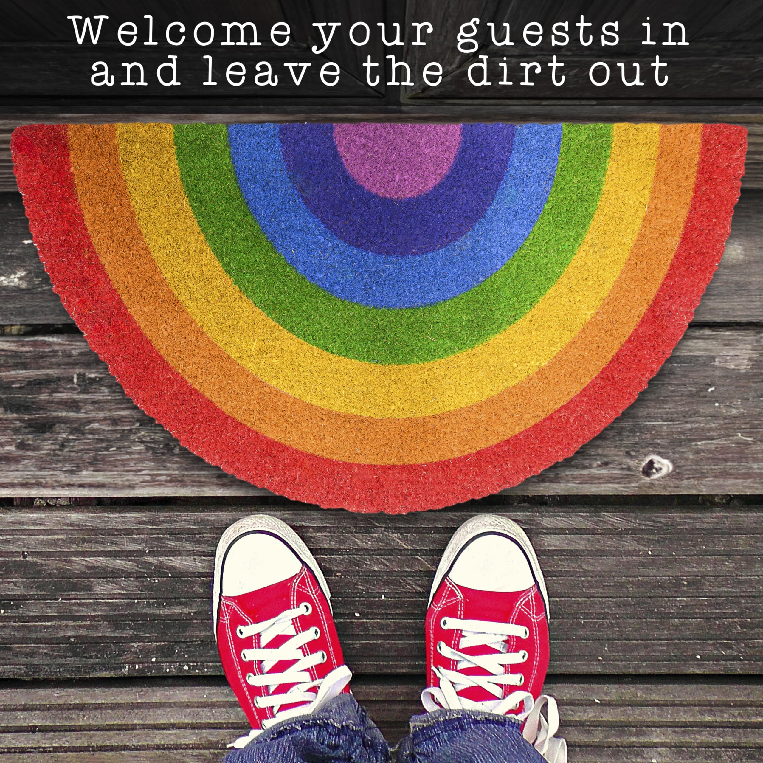 MAINEVENT Rainbow Doormat outdoor use; year-round entryway decor that stands up to weather