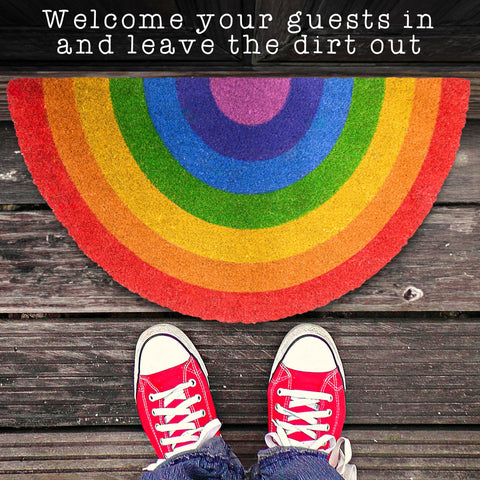 MAINEVENT Rainbow Doormat outdoor use; year-round entryway decor that stands up to weather