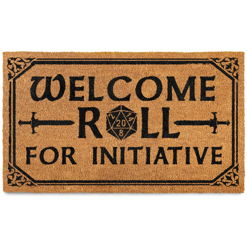MAINEVENT Roll for Initiative doormat on a covered porch traps dirt and welcomes guests