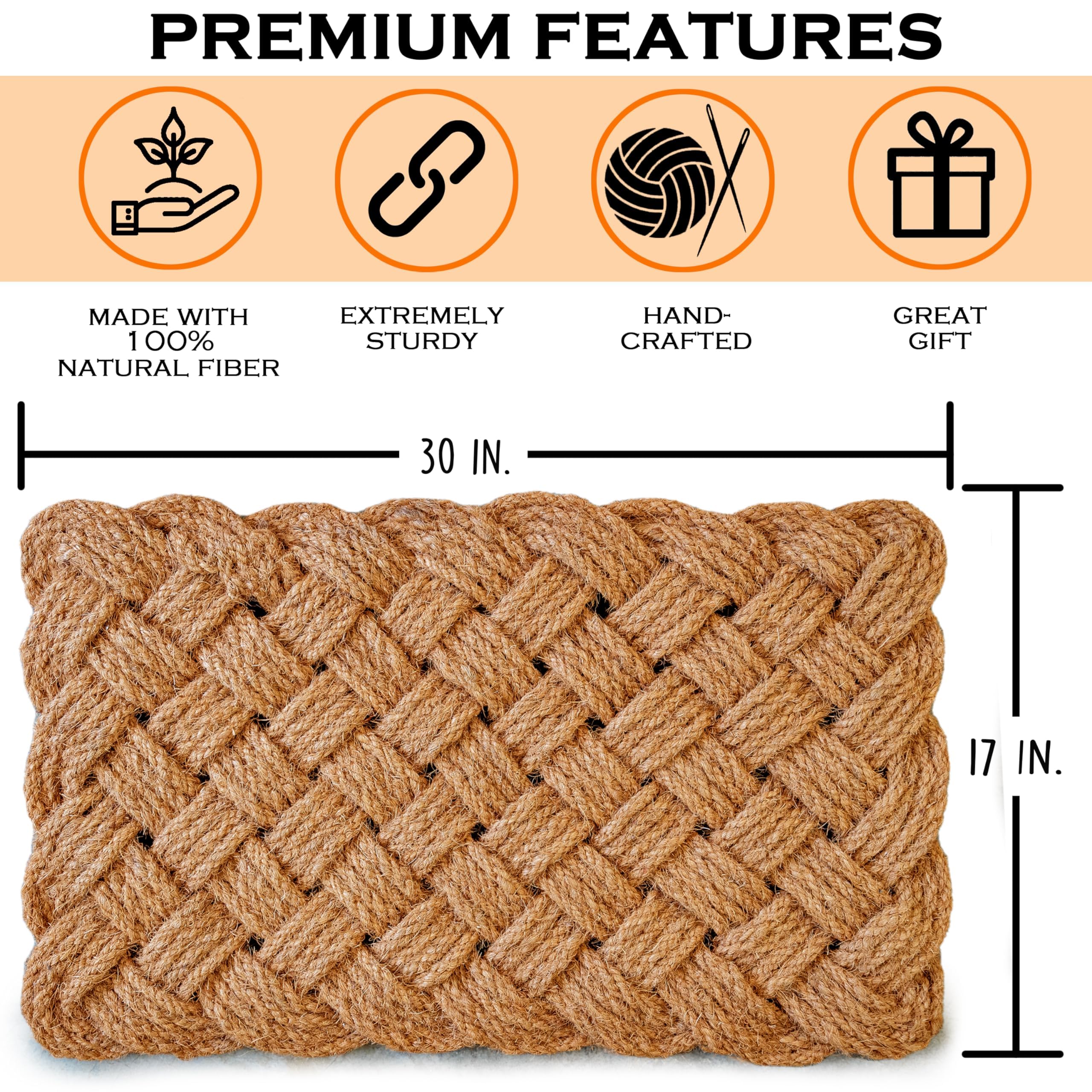 MAINEVENT rope doormat indoor-outdoor area highlights braided texture for high traffic.