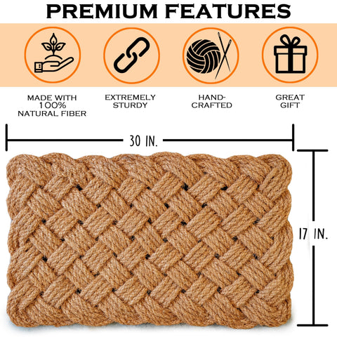 MAINEVENT rope doormat indoor-outdoor area highlights braided texture for high traffic.