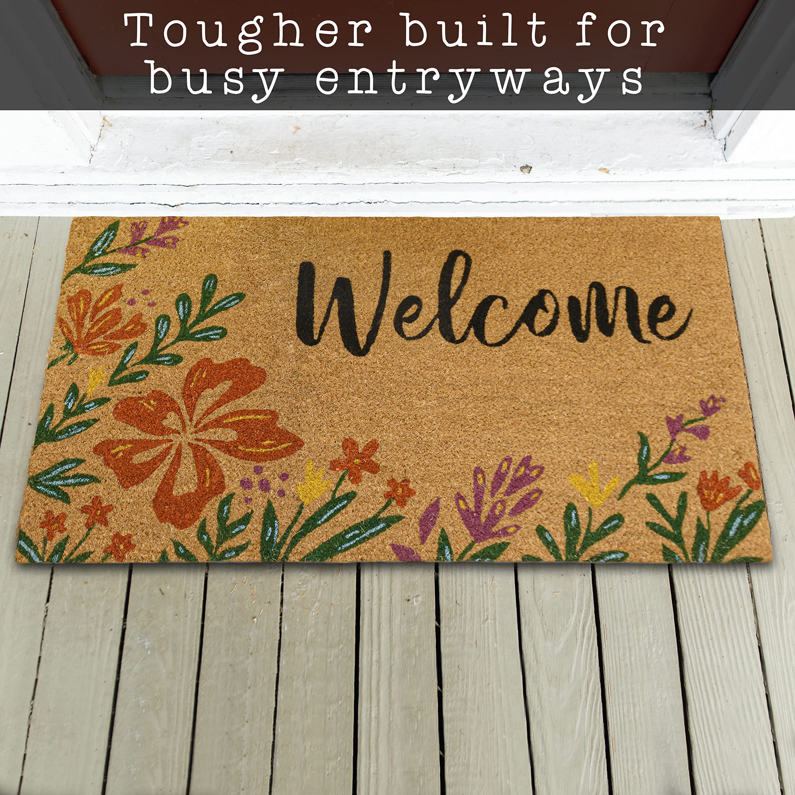 MAINEVENT spring welcome mat outdoor for covered patios enhances curb appeal.