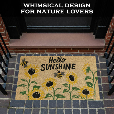 MAINEVENT sunflower welcome mat in garden setting for outdoor decor