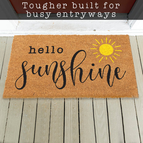 MAINEVENT Sunshine welcome mat designed for covered porches and easy cleaning.
