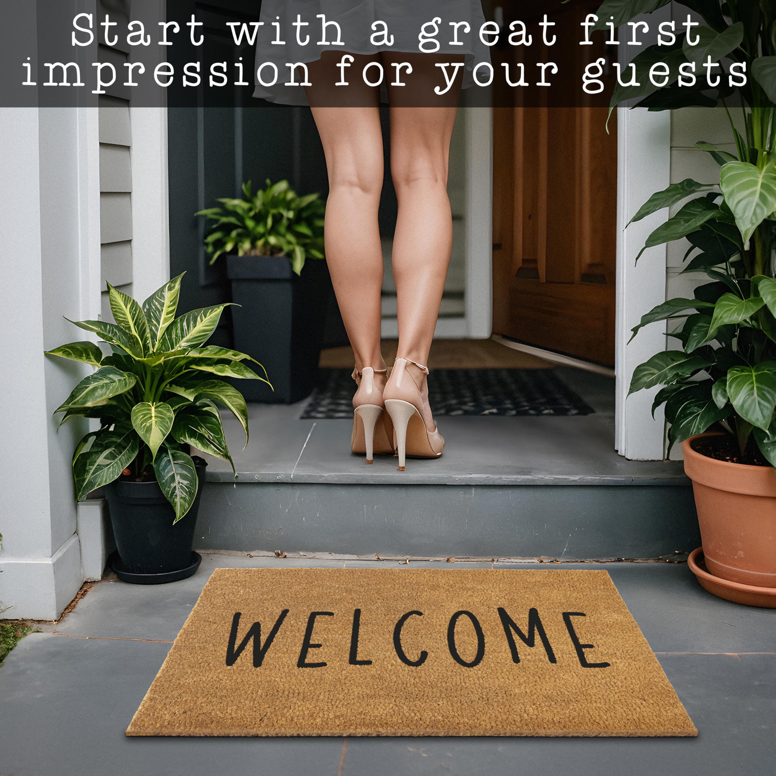 MAINEVENT easy-clean outdoor mat brushes off dirt with minimal effort.
