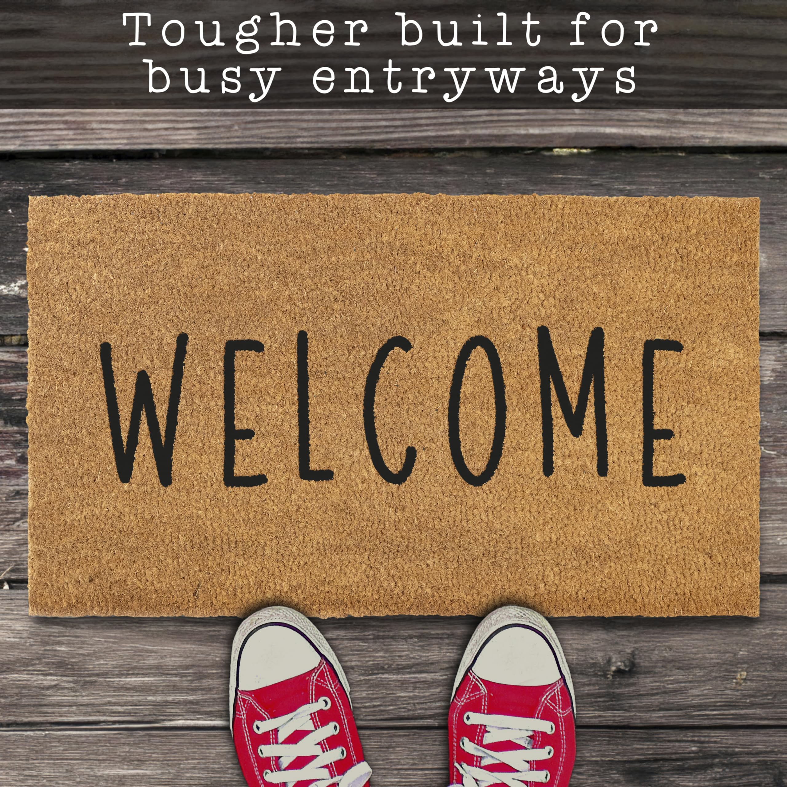 MAINEVENT Welcome Mat displays vibrant paint that resists bleeding for long-season color.
