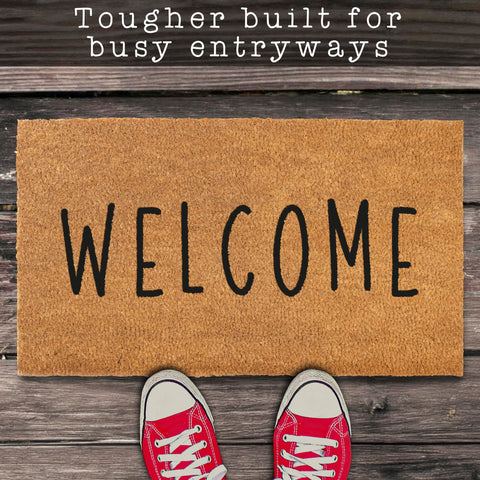 MAINEVENT Welcome Mat displays vibrant paint that resists bleeding for long-season color.