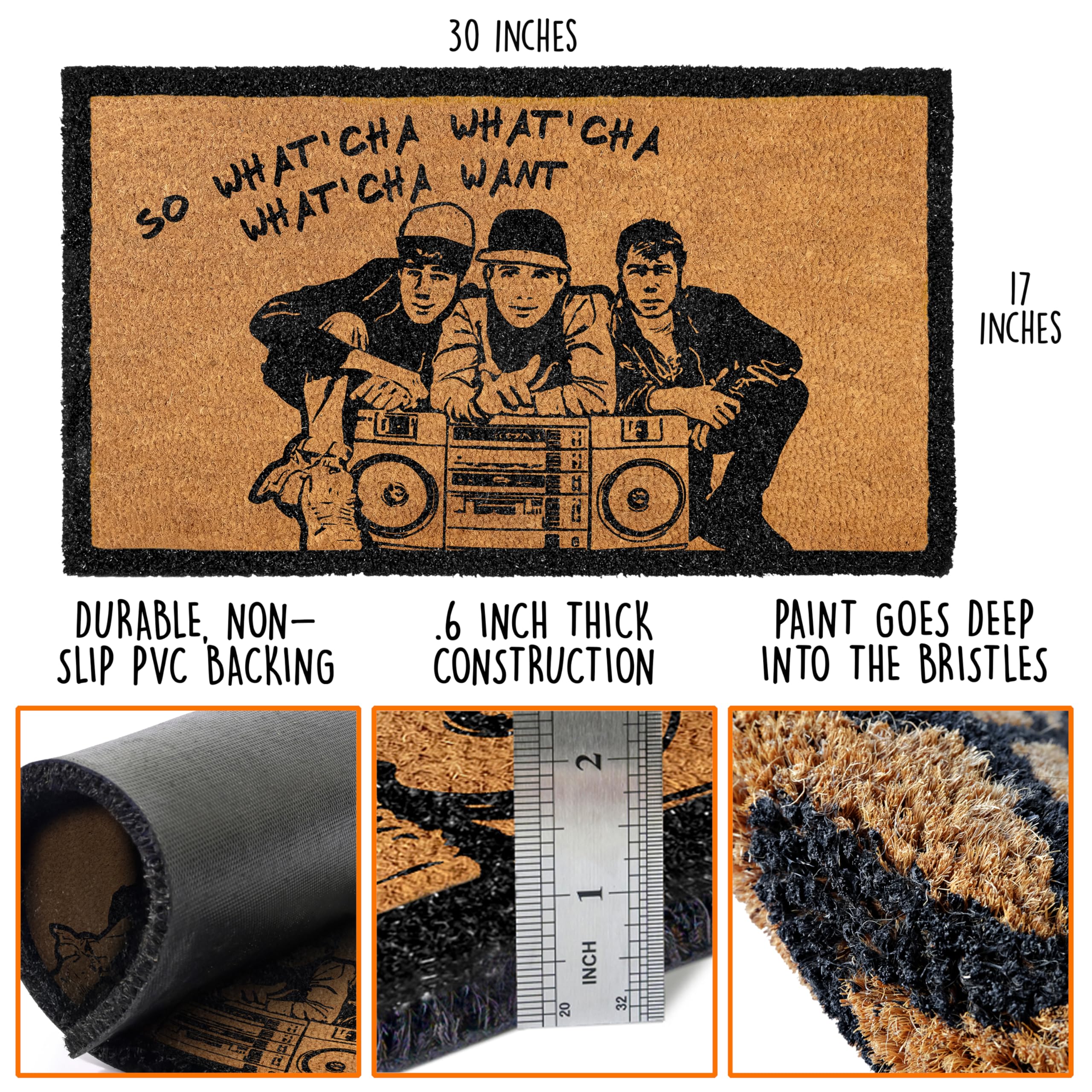 MAINEVENT What'cha Want mat 30x17 fiber detail reveals tight weave and resilience.