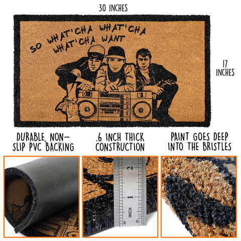 MAINEVENT What'cha Want mat 30x17 fiber detail reveals tight weave and resilience.