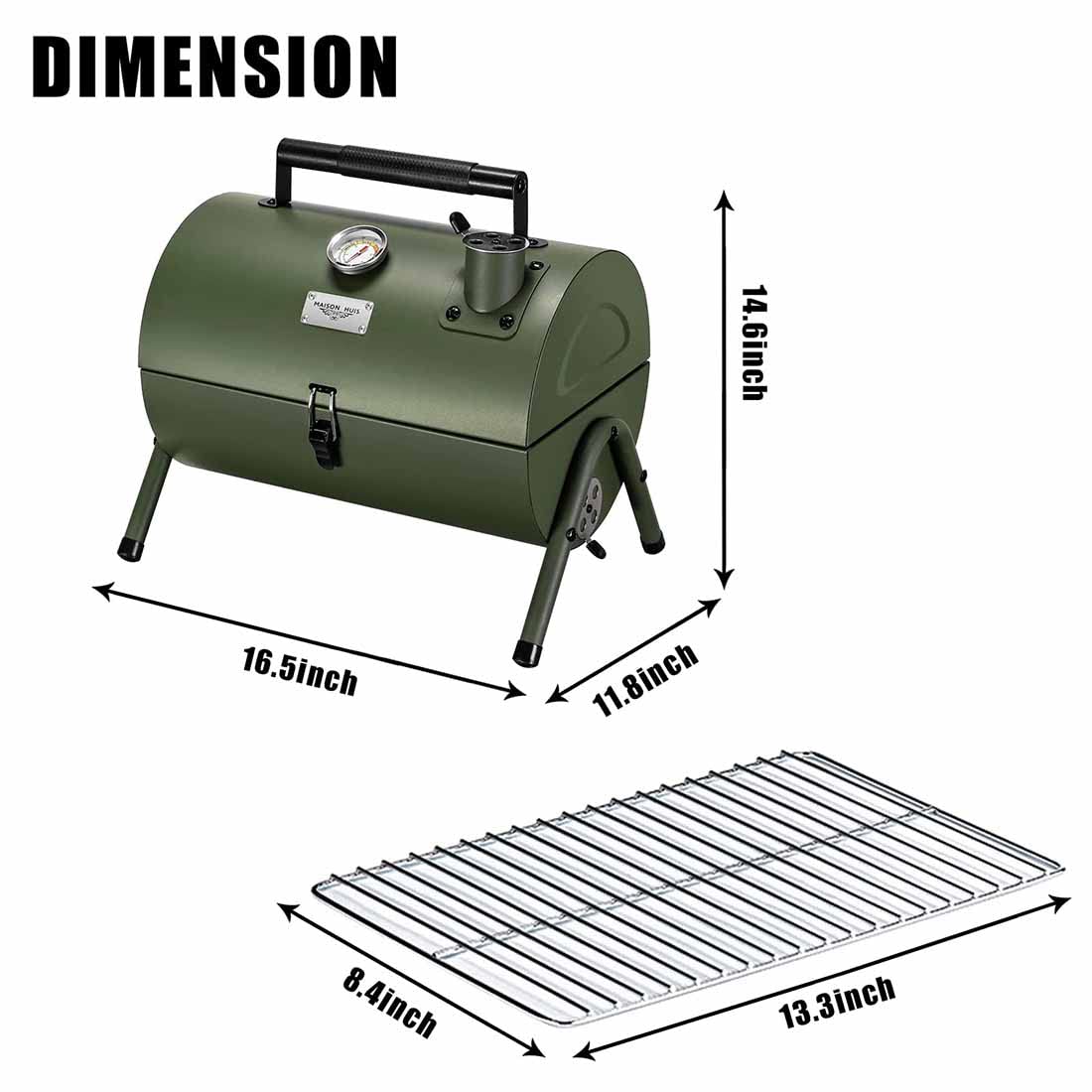 MAISON HUIS charcoal grill with side air vents enabling steady heat for grilling