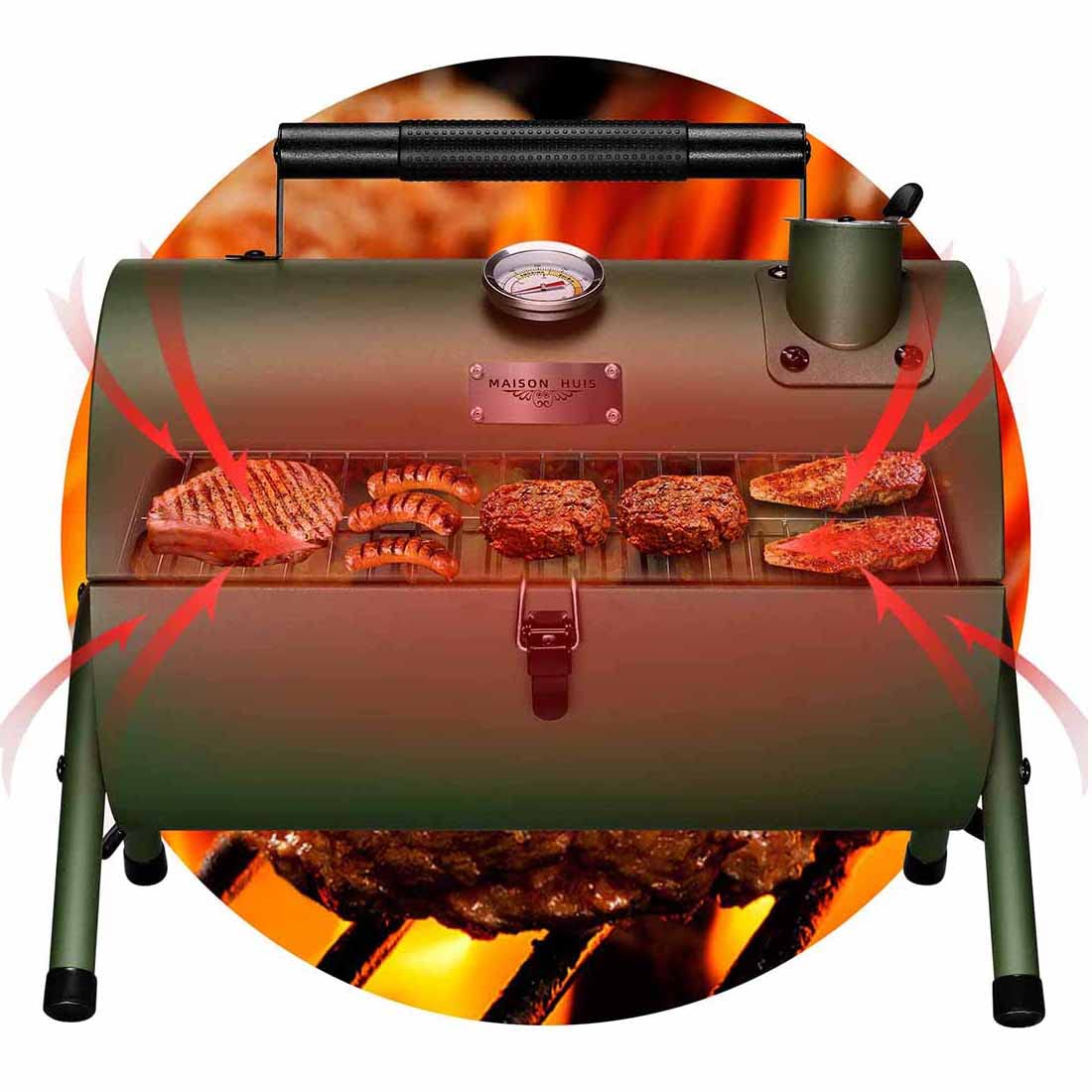 MAISON HUIS removable grill rack simplifies cleaning after grilling sessions