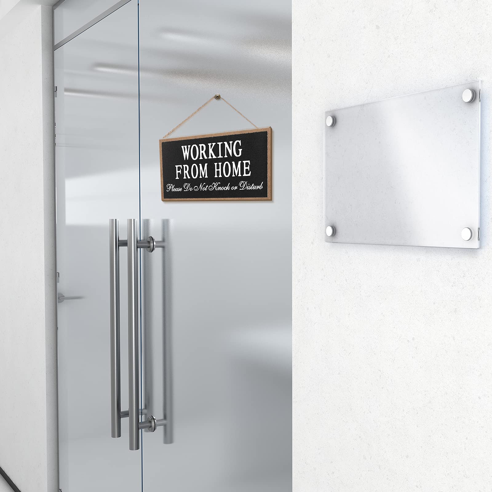 Maitys please-do-not-knock-uv print clearly communicates function while blending with decor.