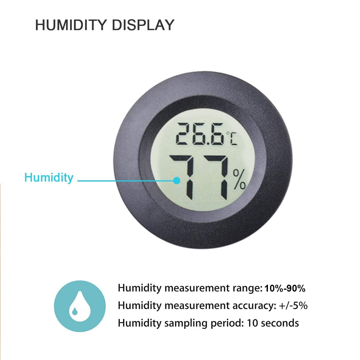 Maiweitong high-precision readings showing ±1°F temperature and ±5% RH humidity.