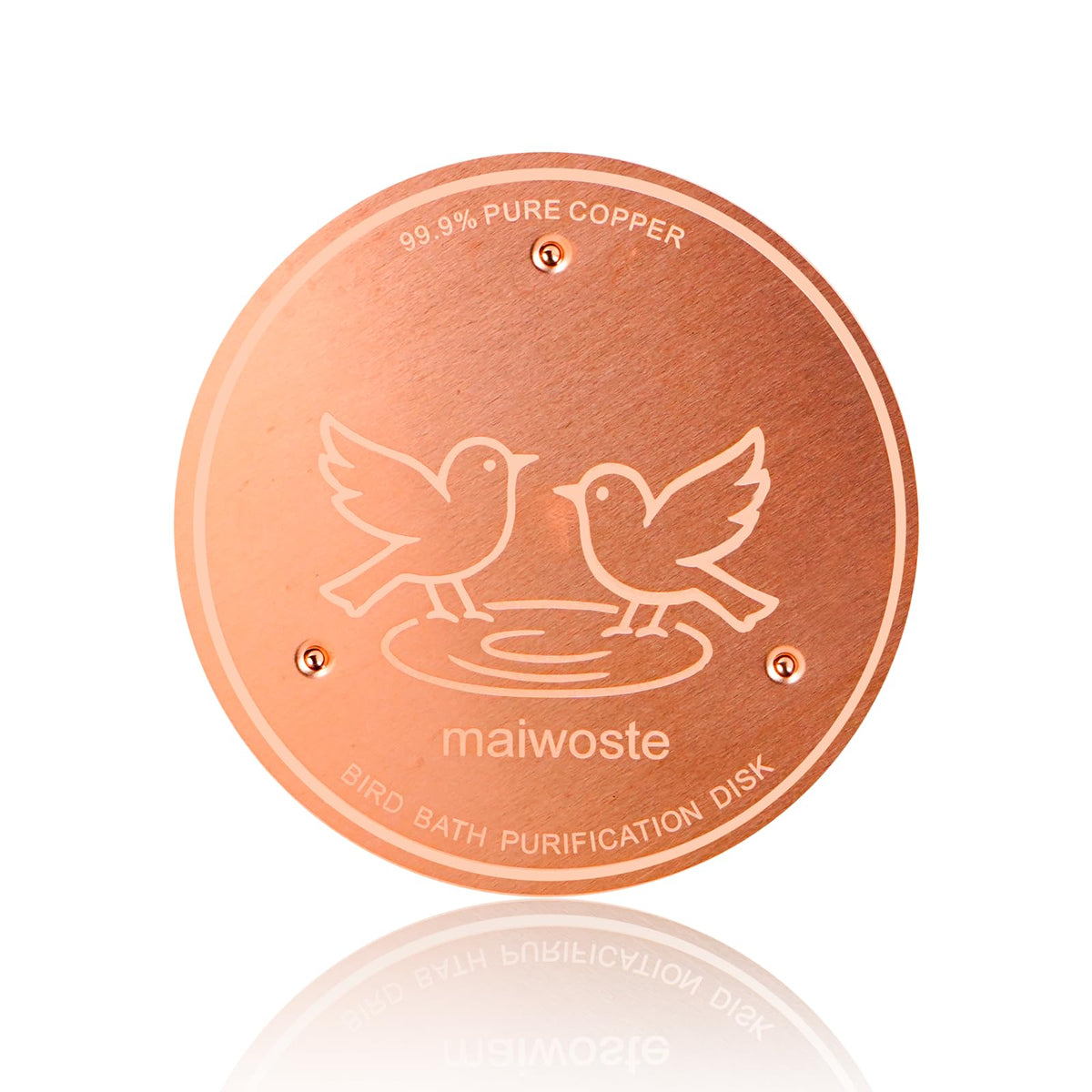 maiwoste Bird Bath Copper Disk with 4-inch diameter keeps water fresher with less maintenance.