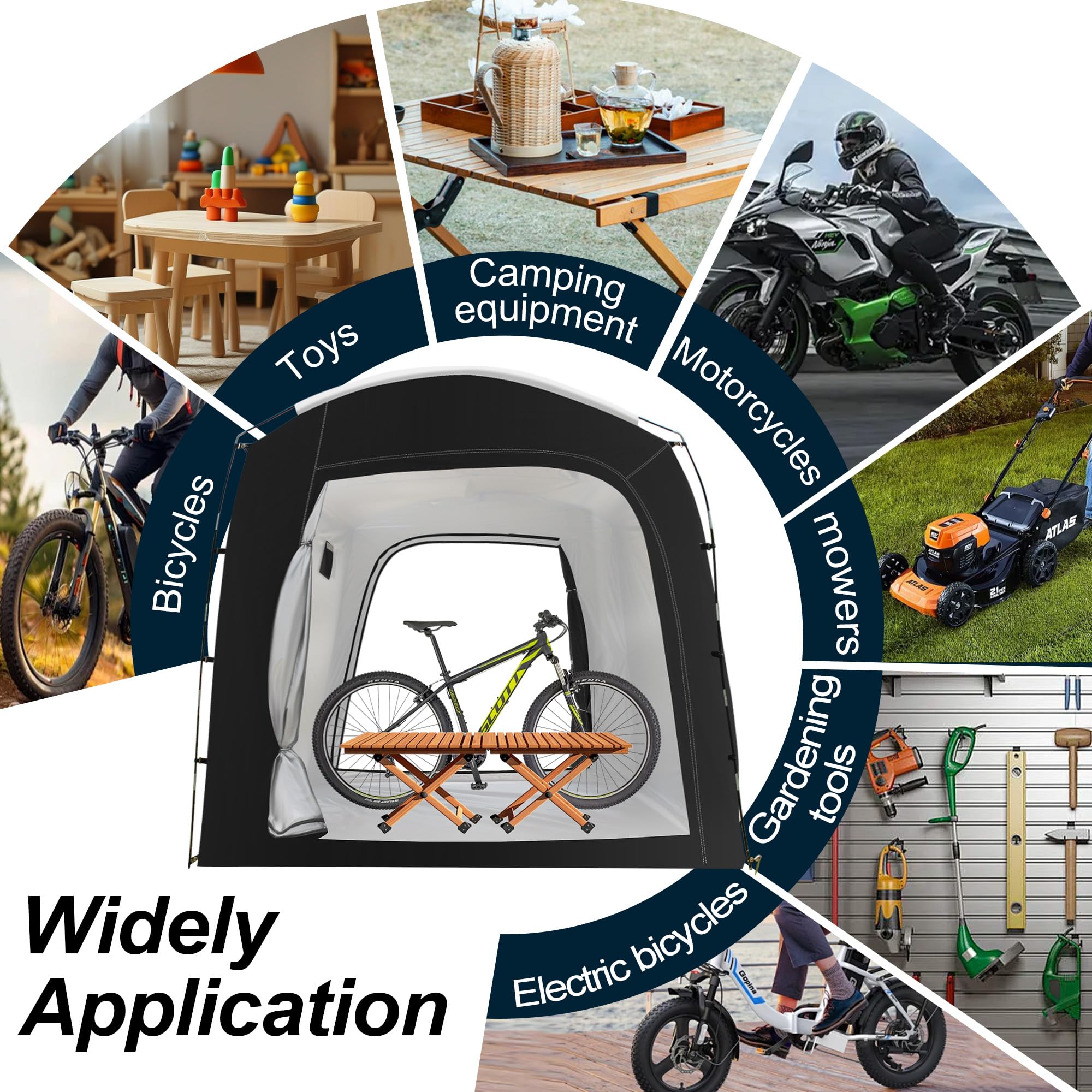 MAIZOA Bike Storage Tent interior with bikes demonstrates vertical storage space
