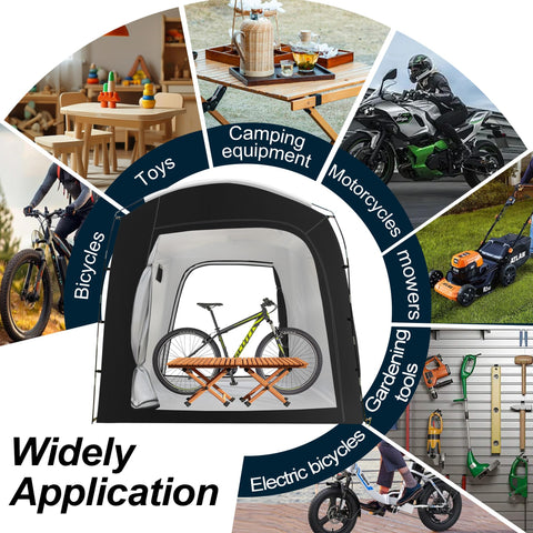 MAIZOA Bike Storage Tent interior with bikes demonstrates vertical storage space