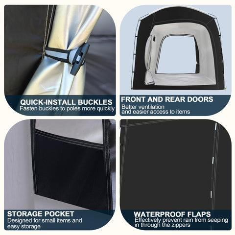 MAIZOA Bike Storage Tent rolling doors enable quick entry in any weather