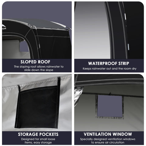 MAIZOA Bike Storage Tent setup example emphasizes tool-free quick assembly