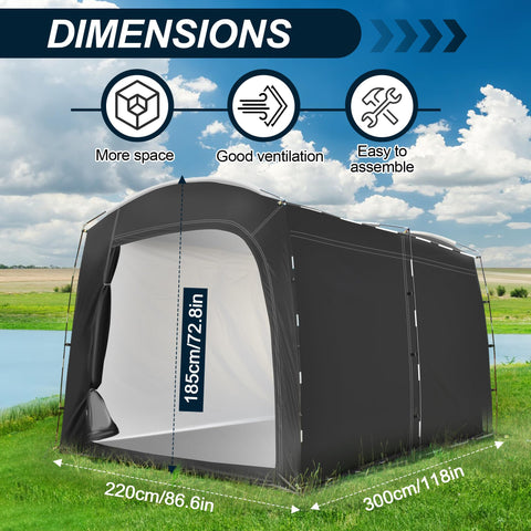 MAIZOA Bike Storage Tent waterproof fabric protects gear from rain and snow