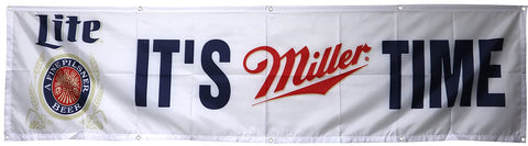 MAKABAKA Miller Lite beer flag banner 2x8ft for indoor/outdoor display and man cave decor