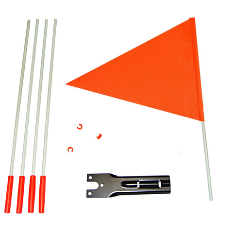 Winwink six-foot fiberglass pole provides sturdy support on bikes and trailers.