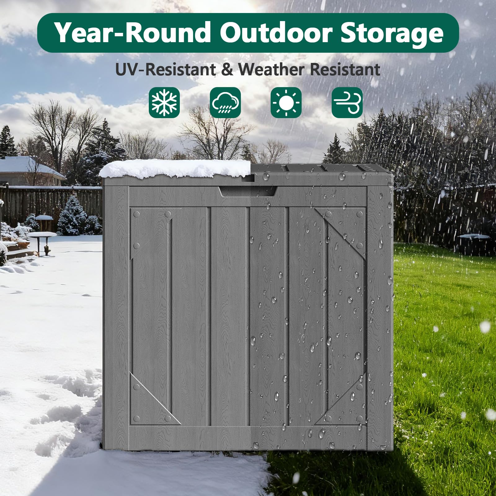 Make Changes 30-gallon box lid used as a sturdy outdoor bench up to 220 lbs.