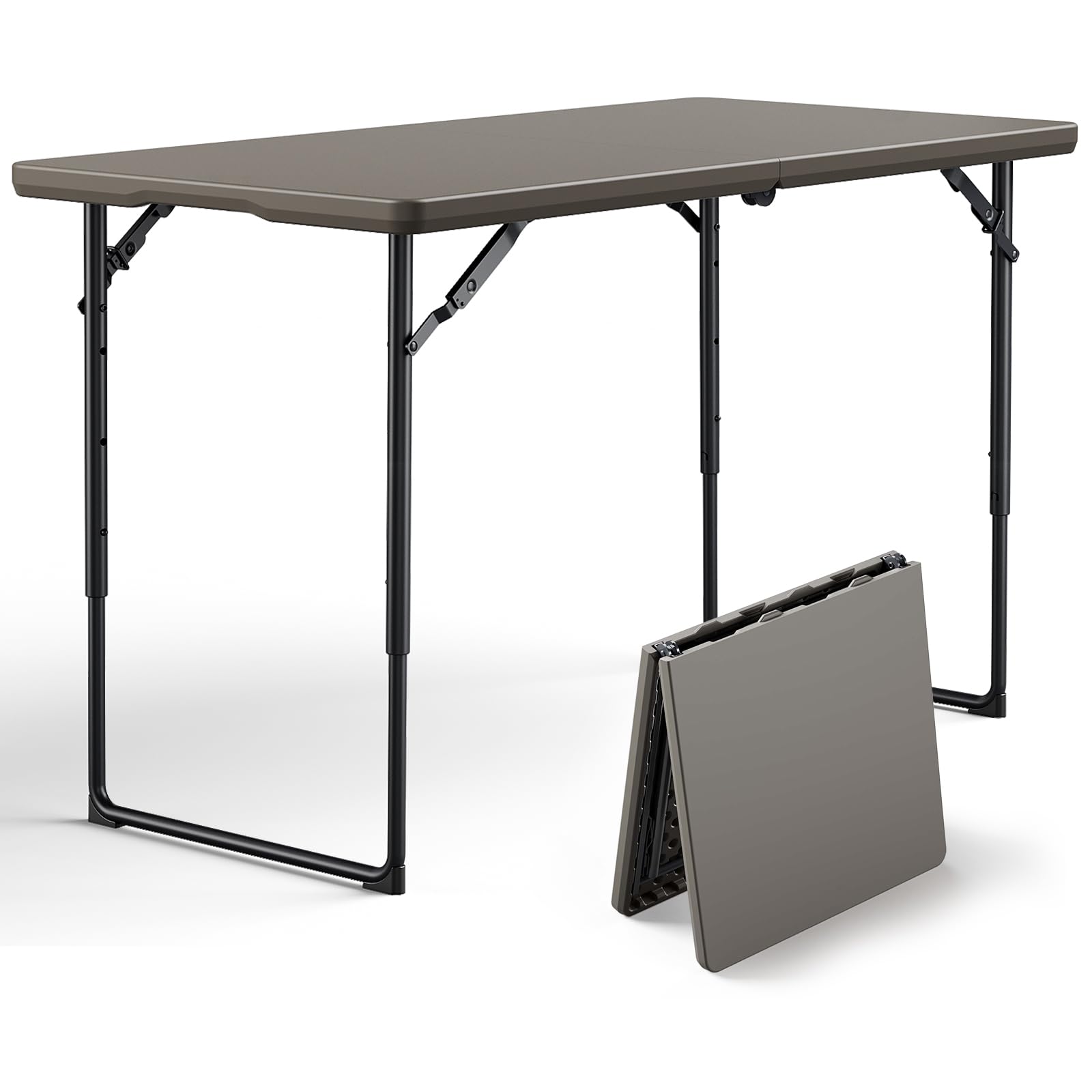 MAKE CHANGES folding table setup position for versatile indoor or outdoor use.