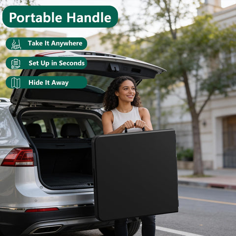 MAKE CHANGES folding table ideal for camping trips and RV travel.