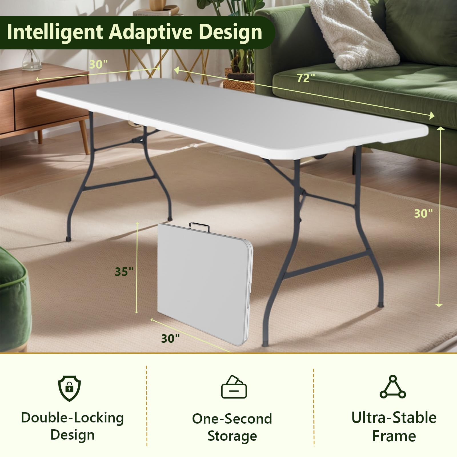 Make Changes folding table carrying handle for easy transport