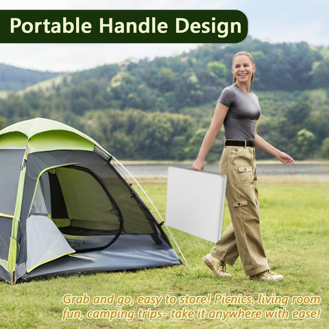 Make Changes folding table indoor outdoor use suits camping and parties.