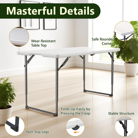 Make Changes folding table reinforced steel legs deliver stable support.