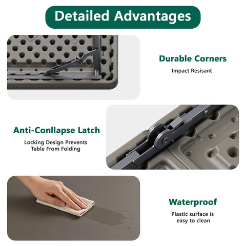 MAKE CHANGES folding table top cleans quickly after meals or crafts.