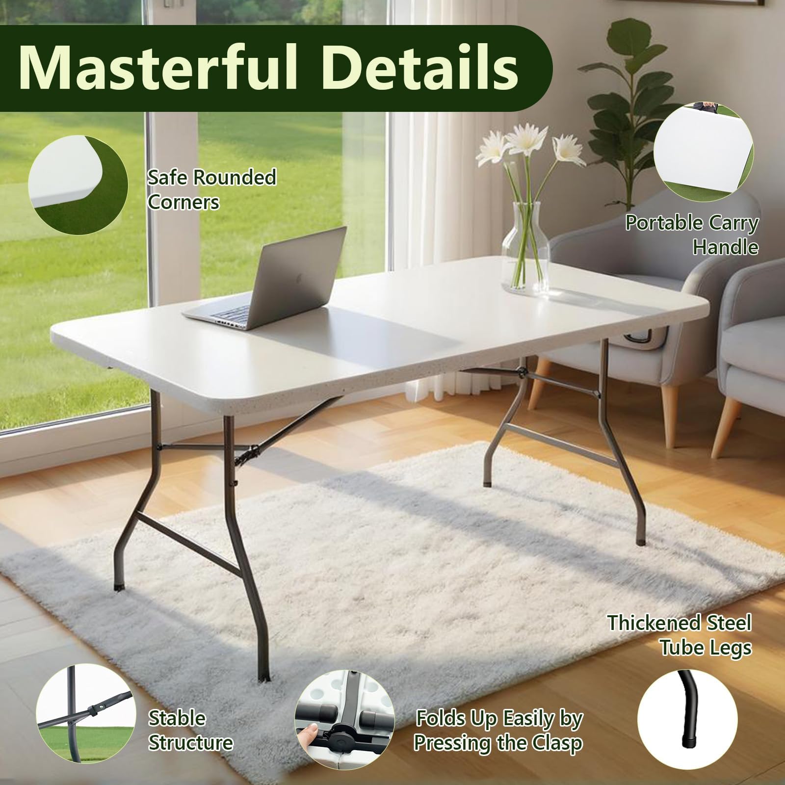 Make Changes folding table waterproof tabletop for simple cleaning