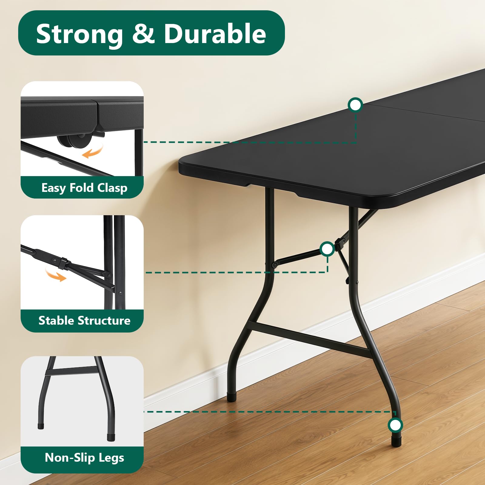 MAKE CHANGES waterproof tabletop cleans quickly after meals and crafts.