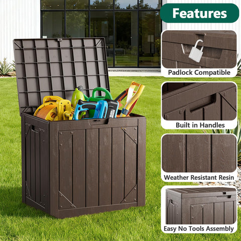 MAKE CHANGES lockable lid keeps cushions and tools secure outdoors.