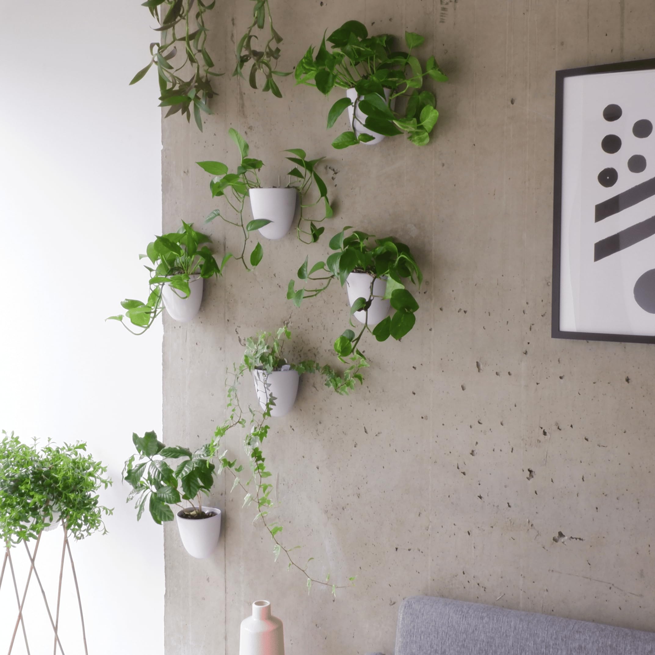 Make Good PlantPod Luxe wall grouping illustrating compact, stylish vertical garden solution.