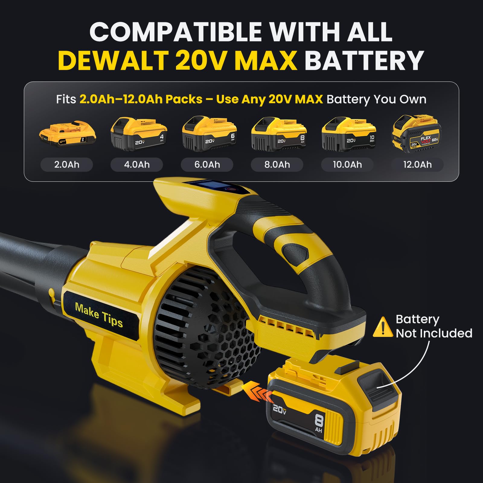 MakeTips brushless motor delivers up to 715 CFM for fast debris clearing