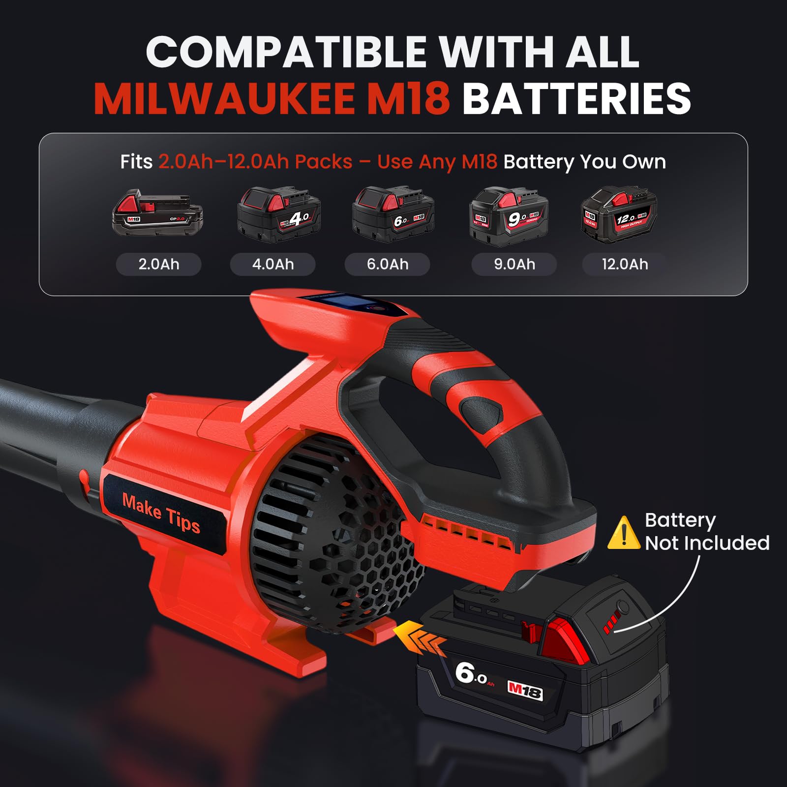 MakeTips brushless motor delivers high performance for heavy debris cleanup.