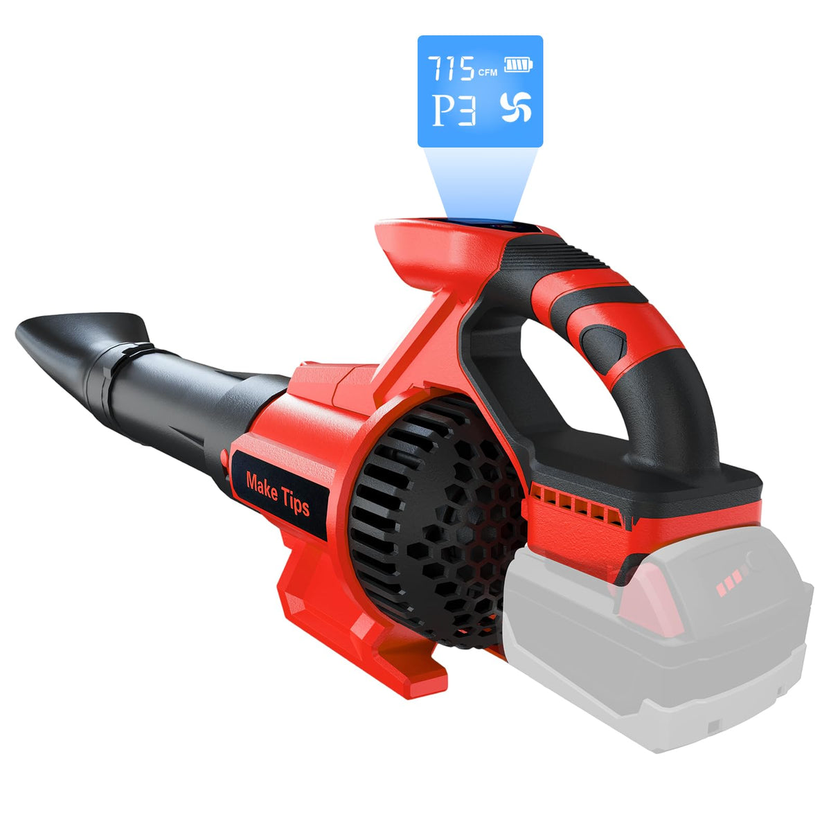 MakeTips cordless leaf blower with Milwaukee M18 battery for quick yard cleanup.