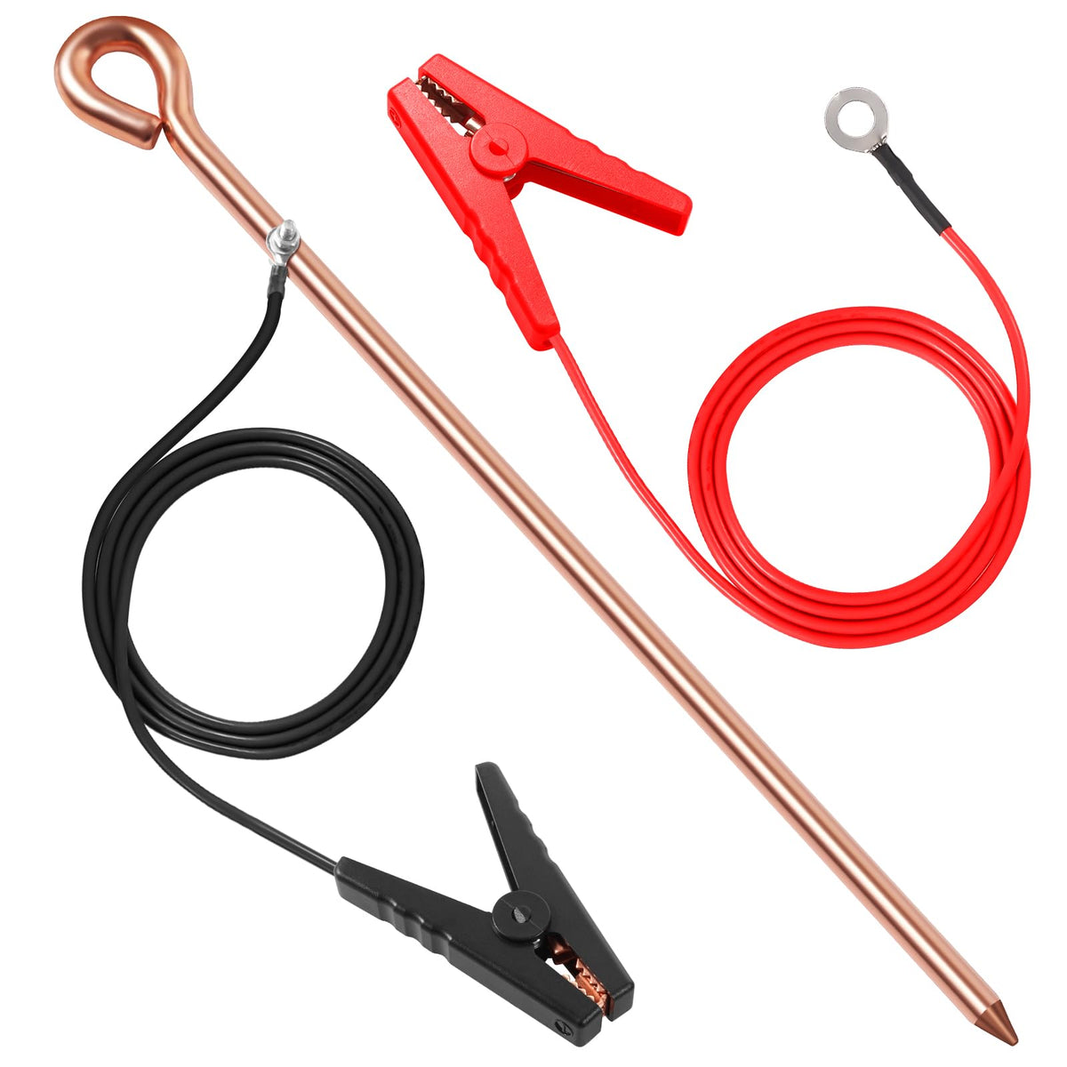 Makevivi electric fence grounding rod with wire ready for reliable grounding.