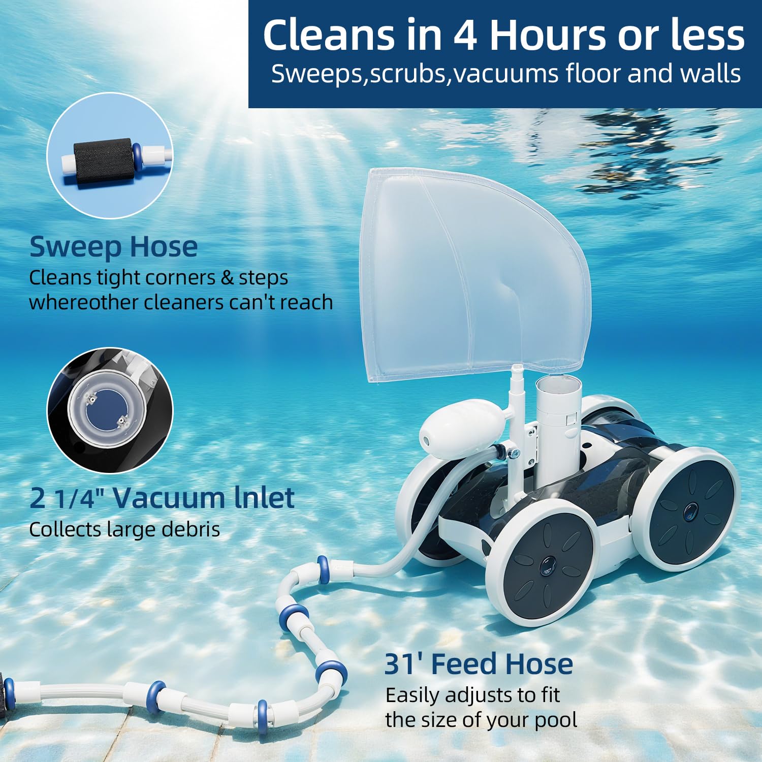 MAKHOON Upgrade pool sweeper 1-1/2 inch fitting connection detail